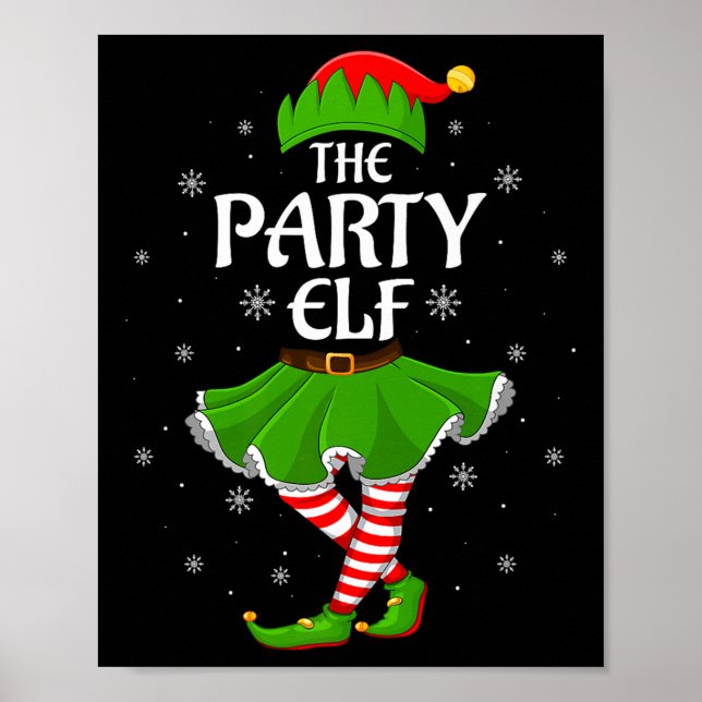 Party Elf Christmas Family Girls Women Elf Squad X Poster (Front)