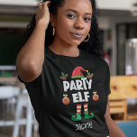 Party elf Christmas family matching outfit name T-Shirt<br><div class="desc">This amusing self-ironic party elf t-shirt, which is a part of a matching family elf clothing collection with gifts for every family member, will help you get into the holiday mood. Perfect for any Christmas family gathering, this t-shirt features a cute elf hat and fun legs, with the caption "Party...</div>