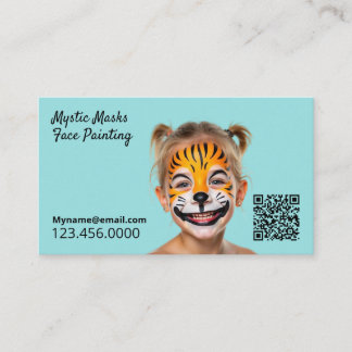 Party Entertainer Face Painter Blue QR Business Card
