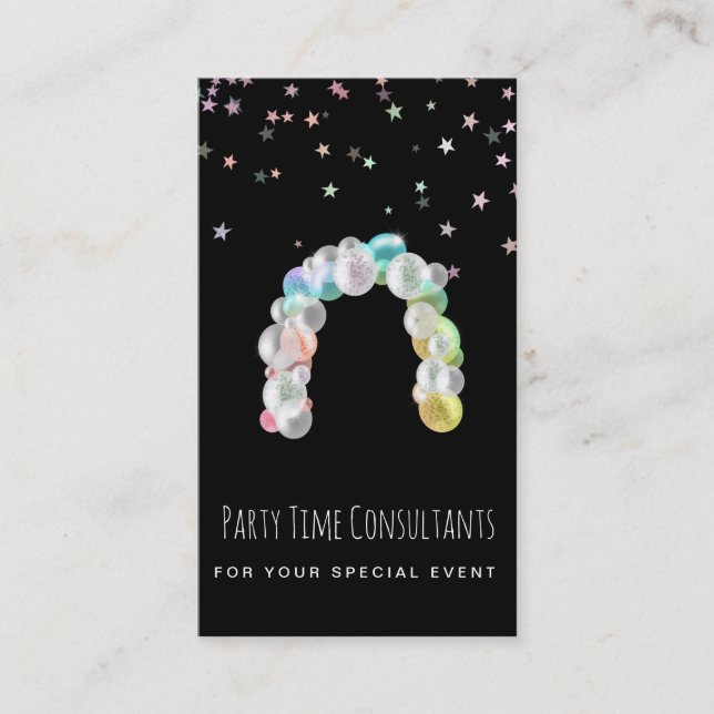 *~* Party Event Planner Rainbow Balloons  Business Card (Front)