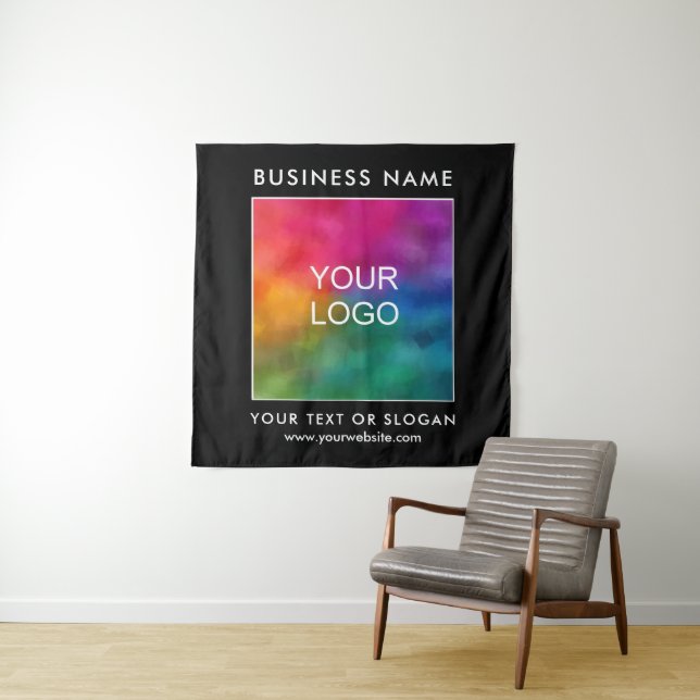 Party Event Seminar Business Company Logo Black Tapestry (In Situ)
