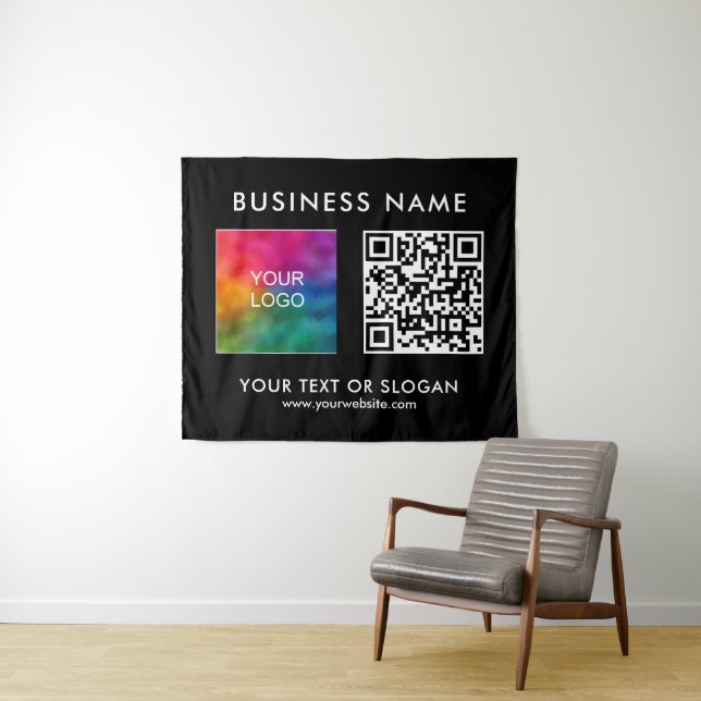 Party Event Seminar Logo Text QR Code Backdrop Tapestry (In Situ (Horizontal))