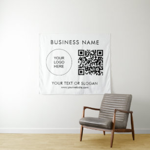 Party Event Seminar Logo Text QR Code Backdrop Tapestry