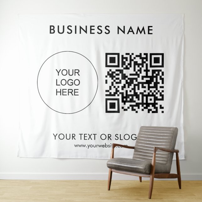 Party Event Seminar Logo Text QR Code Backdrop Tapestry (In Situ (Horizontal))