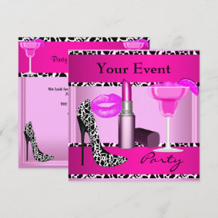 Party Event Shoes Pink Lipstick Invitation