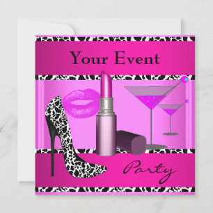 Party Event Shoes Pink Lipstick Invitation
