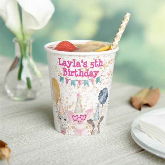 Party Farm Animals Personalised Paper Cups (Insitu)