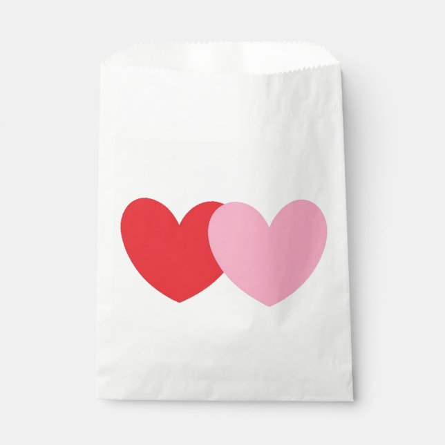 Party Favour Bags With Pink and Red Hearts (Front)