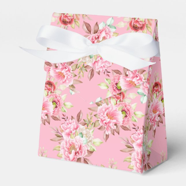 Party Favour Box Pink Peonies (Front Side)