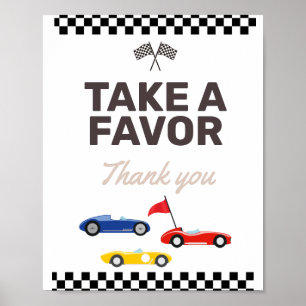 Party Favour Sign Two Fast Race Car Birthday