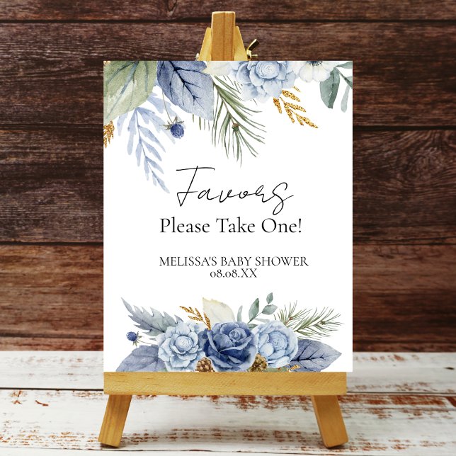 Party Favour Signs Greenery Dusty Blue Flower (Creator Uploaded)