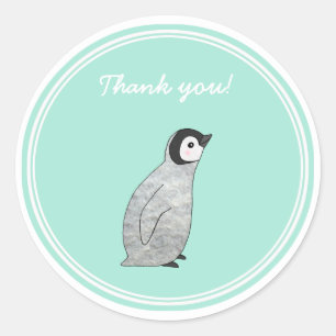 Party Favour Sticker Baby Penguin Thank You Sticke