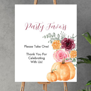 Party Favour Take One Fall Pumpkin Burgundy Pink Poster