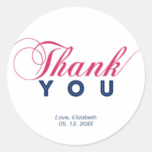 Party Favour Thank you Sticker, Baby Shower Classic Round Sticker