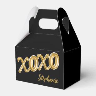 Party Favour XOXO Black Gold Foil Balloon Custom Box