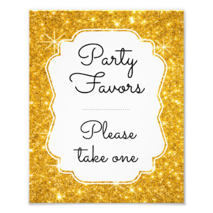 Party Favours Please Take One Gold Sparkle Sign
