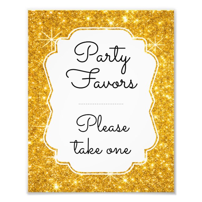 Party Favours Please Take One Gold Sparkle Sign (Front)