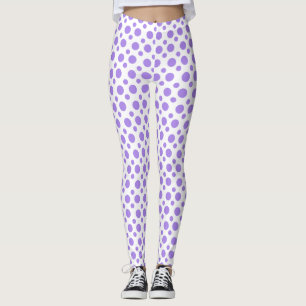 Party Festive purple polka dots on white Leggings