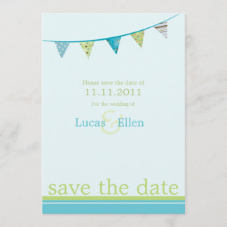 Party Flags Save The Date - Blue & Green