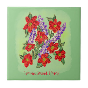 Party Flowers Birthday Celebration Tile