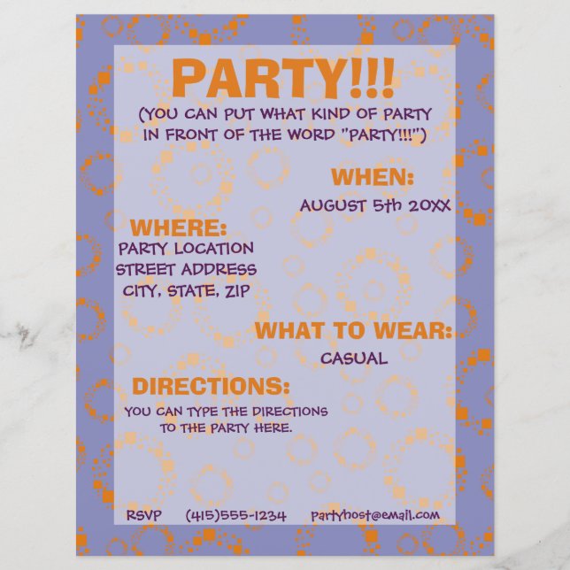 Party Flyer Orange Purple Colourful Pattern (Front)