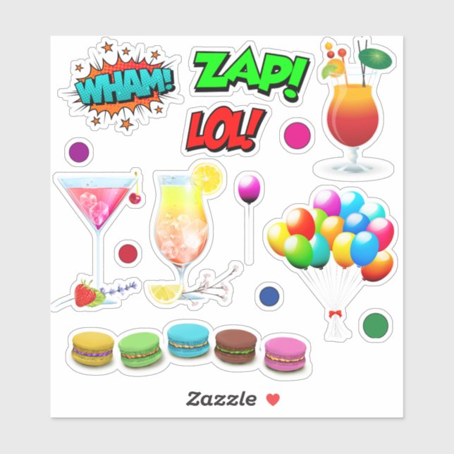 Party food balloons super hero sayings (Sheet)