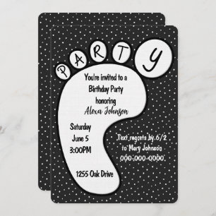 Party Footprint On Polka Dots Invitation