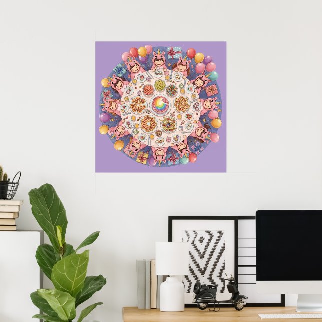 Party for Children with a Unicorn Theme Poster (Home Office)