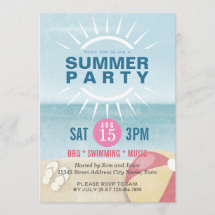 Party for Summer / Beach / Pool / Summer Wedding Invitation