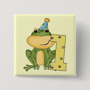 Party Frog 1st Birthday T-shirts and Gifts 15 Cm Square Badge