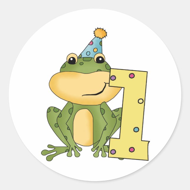 Party Frog 1st Birthday T-shirts and Gifts Classic Round Sticker (Front)