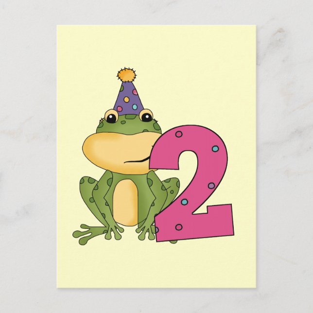 Party Frog 2nd Birthday T-shirts and Gifts Invitation Postcard (Front)