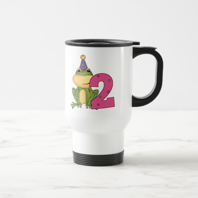 Party Frog 2nd Birthday T-shirts and Gifts Travel Mug (Right)