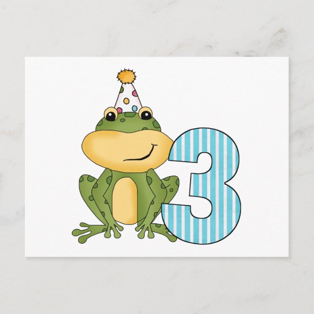 Party Frog 3rd Birthday T-shirts and Gifts Invitation Postcard (Front)