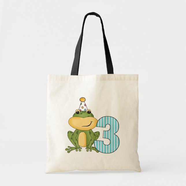 Party Frog 3rd Birthday T-shirts and Gifts Tote Bag (Front)