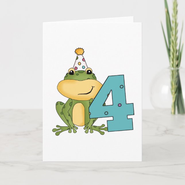 Party Frog 4th Birthday T-shirts and Gifts Card (Front)