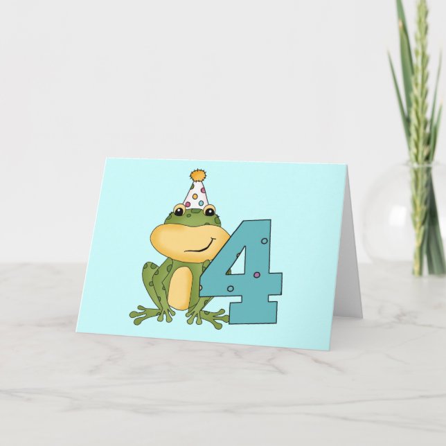 Party Frog 4th Birthday T-shirts and Gifts Card (Front)