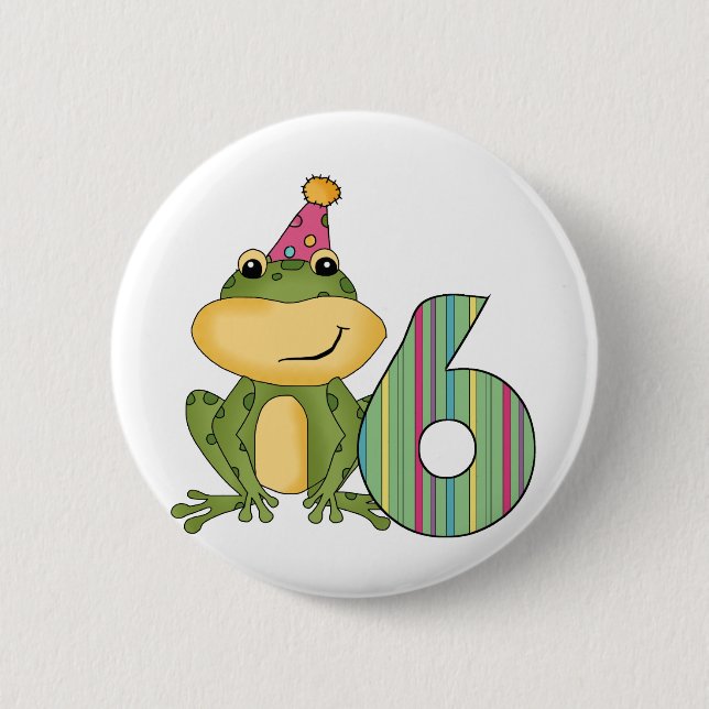 Party Frog 6th Birthday T-shirts and Gifts 6 Cm Round Badge (Front)