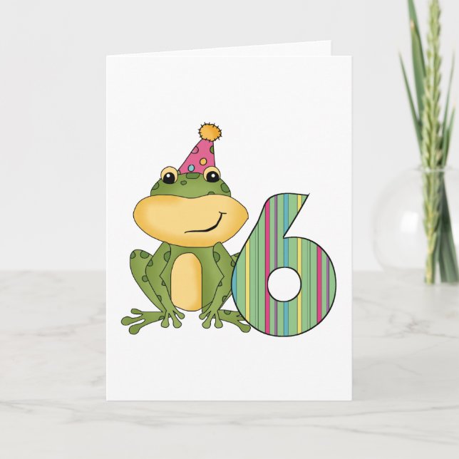 Party Frog 6th Birthday T-shirts and Gifts Card (Front)