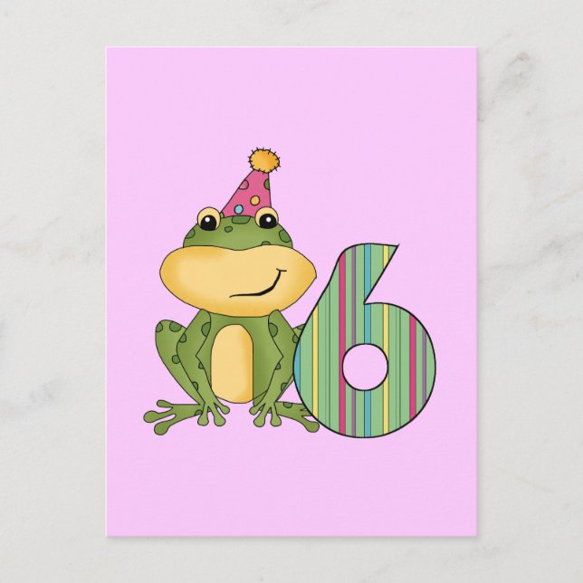 Party Frog 6th Birthday T-shirts and Gifts Postcard (Front)