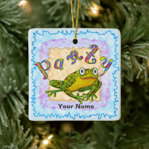 Party Frog Ceramic Ornament