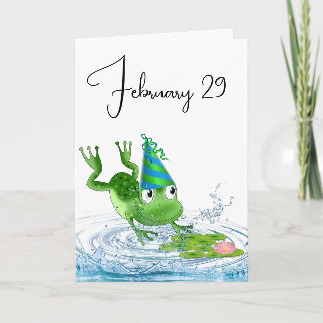 Party Frog for Leap Year Birthday Card (Front)