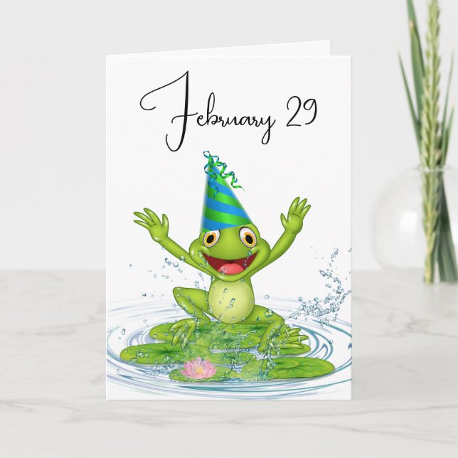 Party Frog for Leap Year Birthday Card (Front)