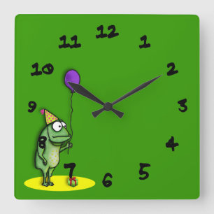 Party Frog Square Wall Clock