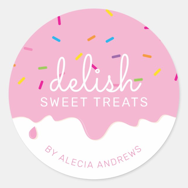 PARTY FROSTING DRIPS cute cake sprinkles pink Clas Classic Round Sticker (Front)