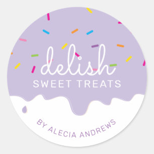 PARTY FROSTING DRIPS cute cake sprinkles purple Classic Round Sticker