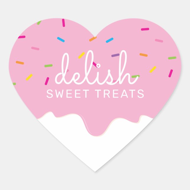 PARTY FROSTING DRIPS cute sprinkles pink heart Heart Sticker (Front)