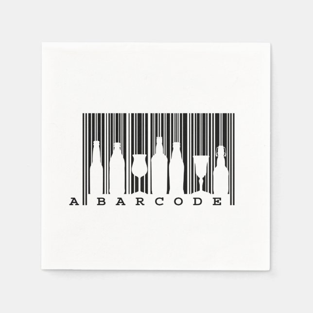 Party fun: black and white bar code (barcode), napkin (Front)