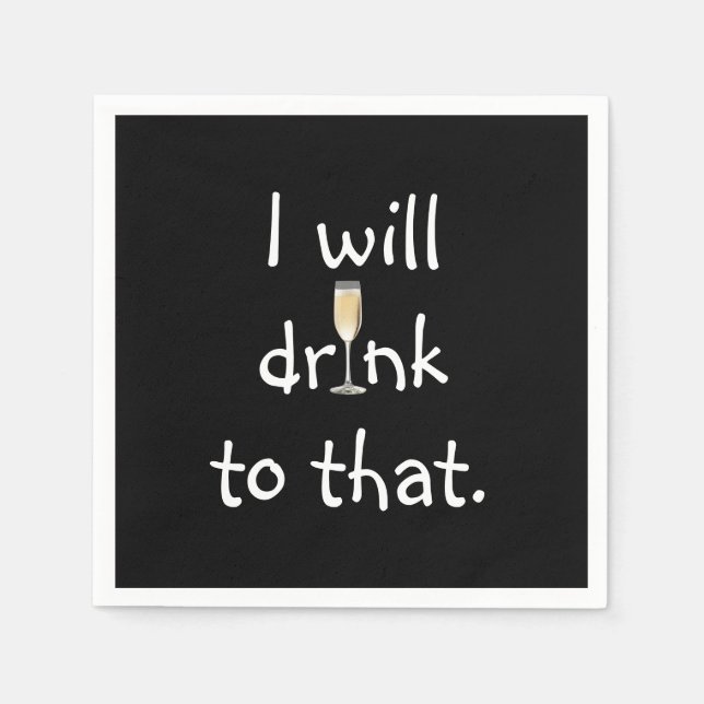 Party Fun Text With White Wine Napkin (Front)