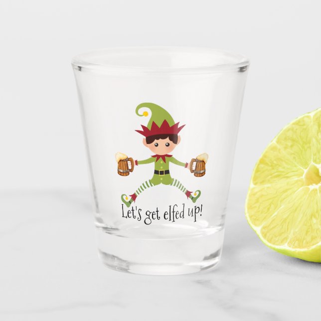Party  Funny Christmas Elf  Shot Glass (Front)